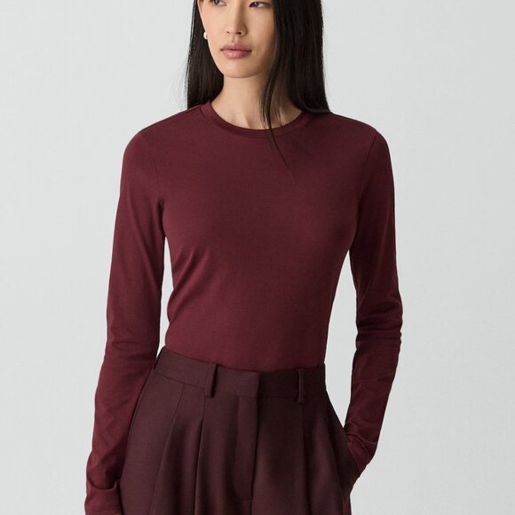 Theory long-sleeve tee in organic cotton (dark red) - Picture 1 of 6